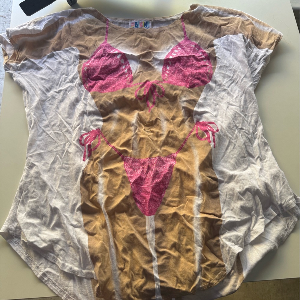 Pink and Tan Bikini Print Cover-Up